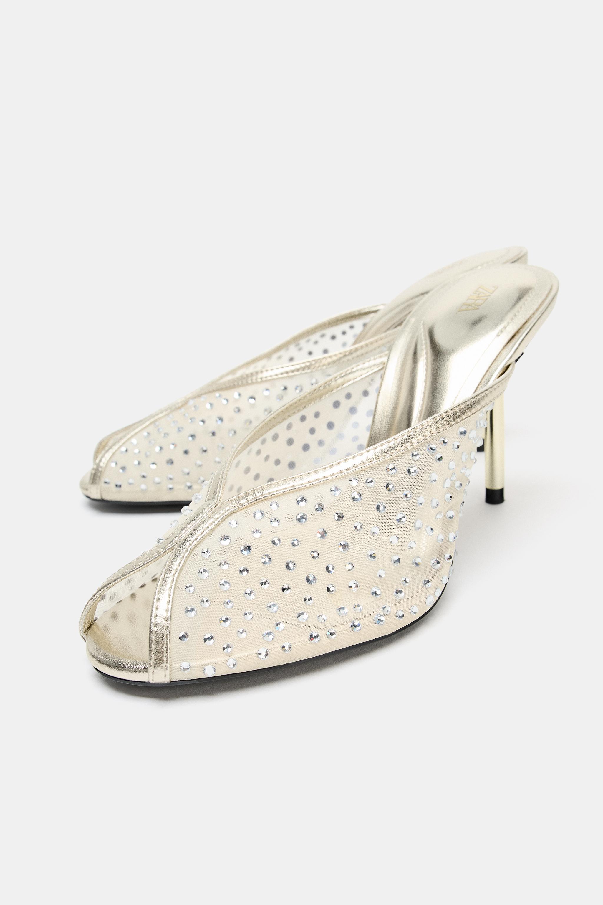 SPARKLY MESH HEELED SANDALS